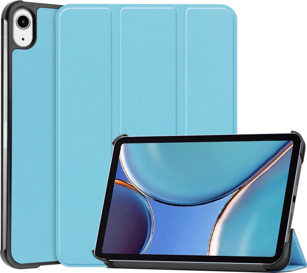 Mobigear Tablethoes geschikt voor Apple iPad Mini 6 (2021) Hoes | Mobigear Tri-Fold Bookcase - Blauw