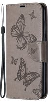 Mobigear Telefoonhoesje geschikt voor Xiaomi Redmi Note 9 Hoesje | Mobigear Butterfly Bookcase Portemonnee | Pasjeshouder voor 2 Pasjes | Telefoonhoesje voor Pinpas / OV Kaart / Rijbewijs - Grijs