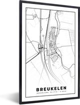 Fotolijst incl. Poster Zwart Wit- Breukelen - Plattegrond - Zwart Wit - Kaart - Nederland - Stadskaart - 40x60 cm - Posterlijst