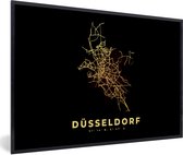 Fotolijst incl. Poster - Goud - Düsseldorf - Kaart - Stadskaart - Plattegrond - 60x40 cm - Posterlijst