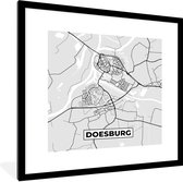 Fotolijst incl. Poster Zwart Wit- Doesburg - Nederland - Kaart - Plattegrond - Stadskaart - Zwart Wit - 40x40 cm - Posterlijst