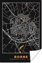 Poster Borne - Black and Gold - Stadskaart - Kaart - Plattegrond - 60x90 cm