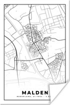 Poster Malden - Plattegrond - Stadskaart - Kaart - Nederland - Zwart Wit - 60x90 cm