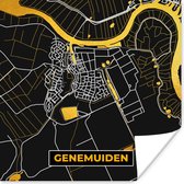 Poster Stadskaart - Genemuiden - Plattegrond - Goud - Kaart - 75x75 cm