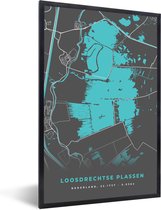 Fotolijst incl. Poster - Stadskaart - Nederland - Plattegrond - Water - Kaart - Loosdrechtse Plassen - 40x60 cm - Posterlijst