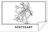 Poster Stadskaart – Plattegrond – Duitsland – Zwart Wit – Stuttgart – Kaart - 30x20 cm