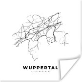 Poster Stadskaart – Plattegrond – Duitsland – Zwart Wit – Wuppertal – Kaart - 50x50 cm