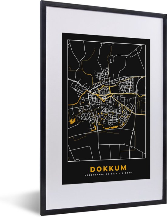 Fotolijst Incl Poster Dokkum Stadskaart Plattegrond Kaart