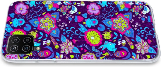 Coque Samsung Galaxy A12 - Filles - Lapin - Rose - Motifs - Coque de téléphone en Siliconen -