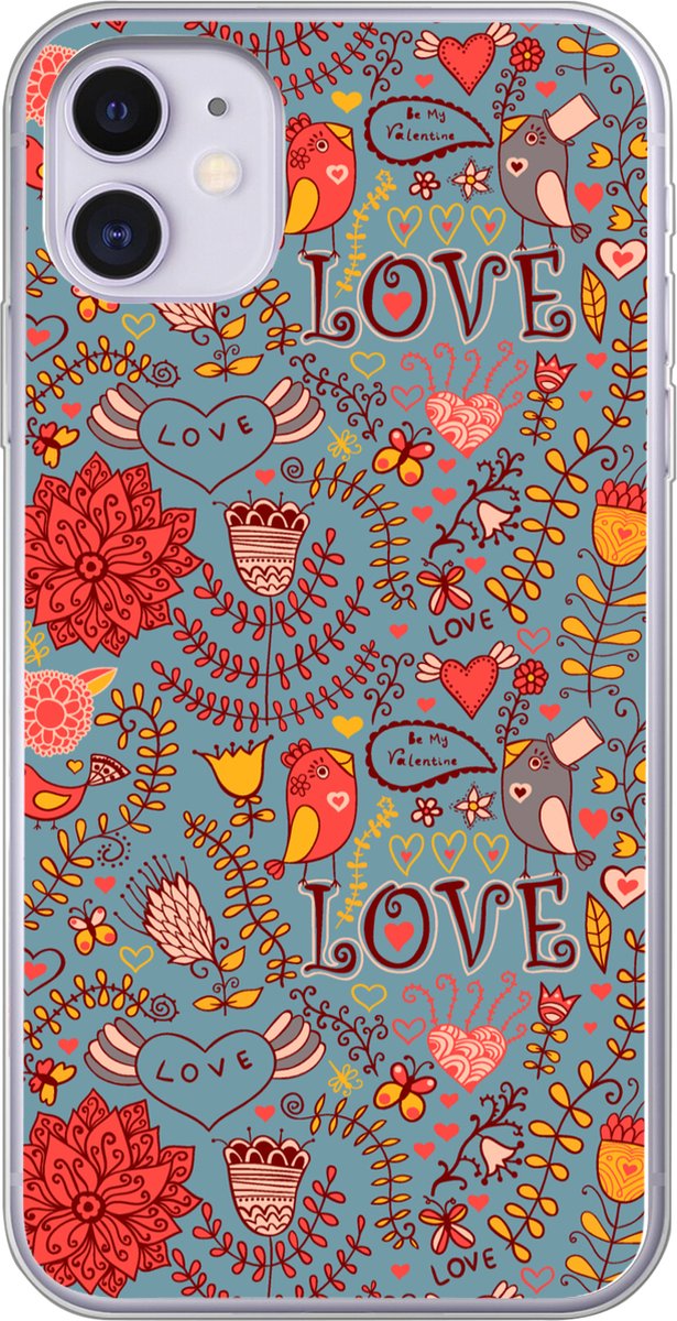 Telefoonhoesje Geschikt voor iPhone 11 hoesje - Meisje - Vogel - Liefde - Patronen - Girl - Kids - Kinderen - Siliconen Telefoonhoesje Telefoonhoesje