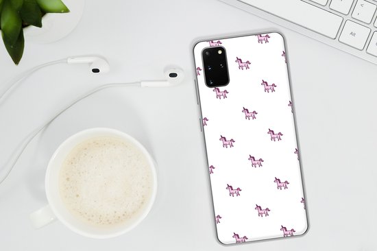 Coque Samsung Galaxy S20 Plus - Fille - Unicorn - Rose - Motifs - Fille - Enfant - Enfants - Coque de téléphone en Siliconen