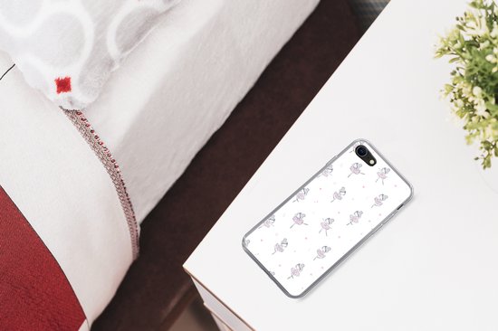 Telefoonhoesje Geschikt voor iPhone SE 2020 hoesje - Meiden - Ballet - Roze - Patronen - Girl - Kids - Kinderen - Siliconen Telefoonhoesje Telefoonhoesje