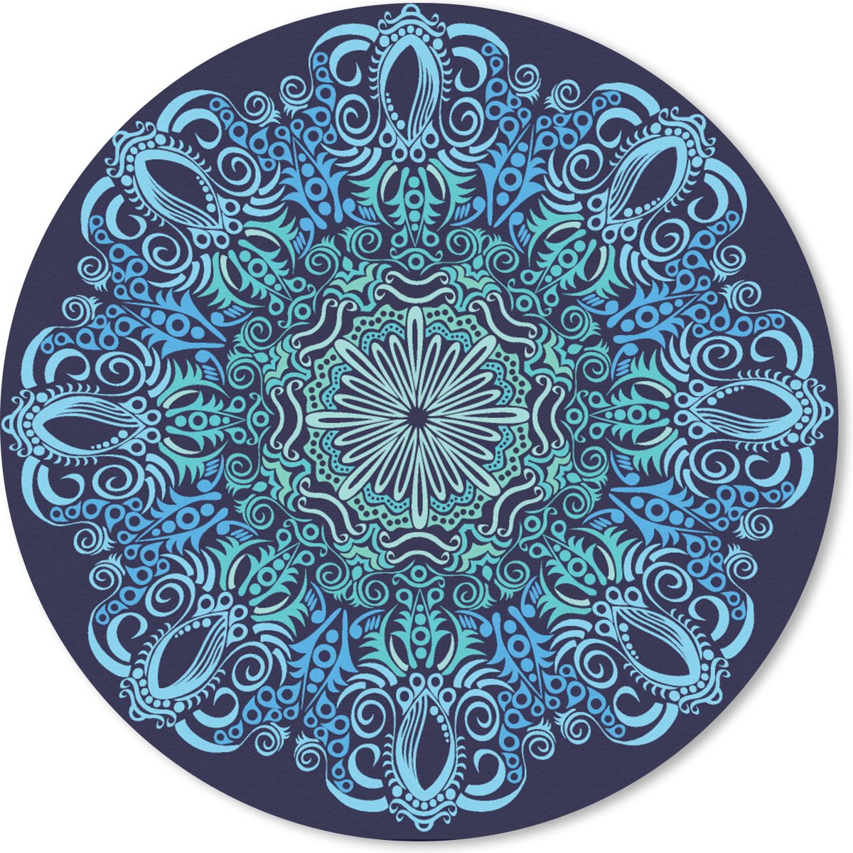 Muismat rond 30x30 cm - Mousepad Mandala - Blauw - Patronen - Ronde muismatten