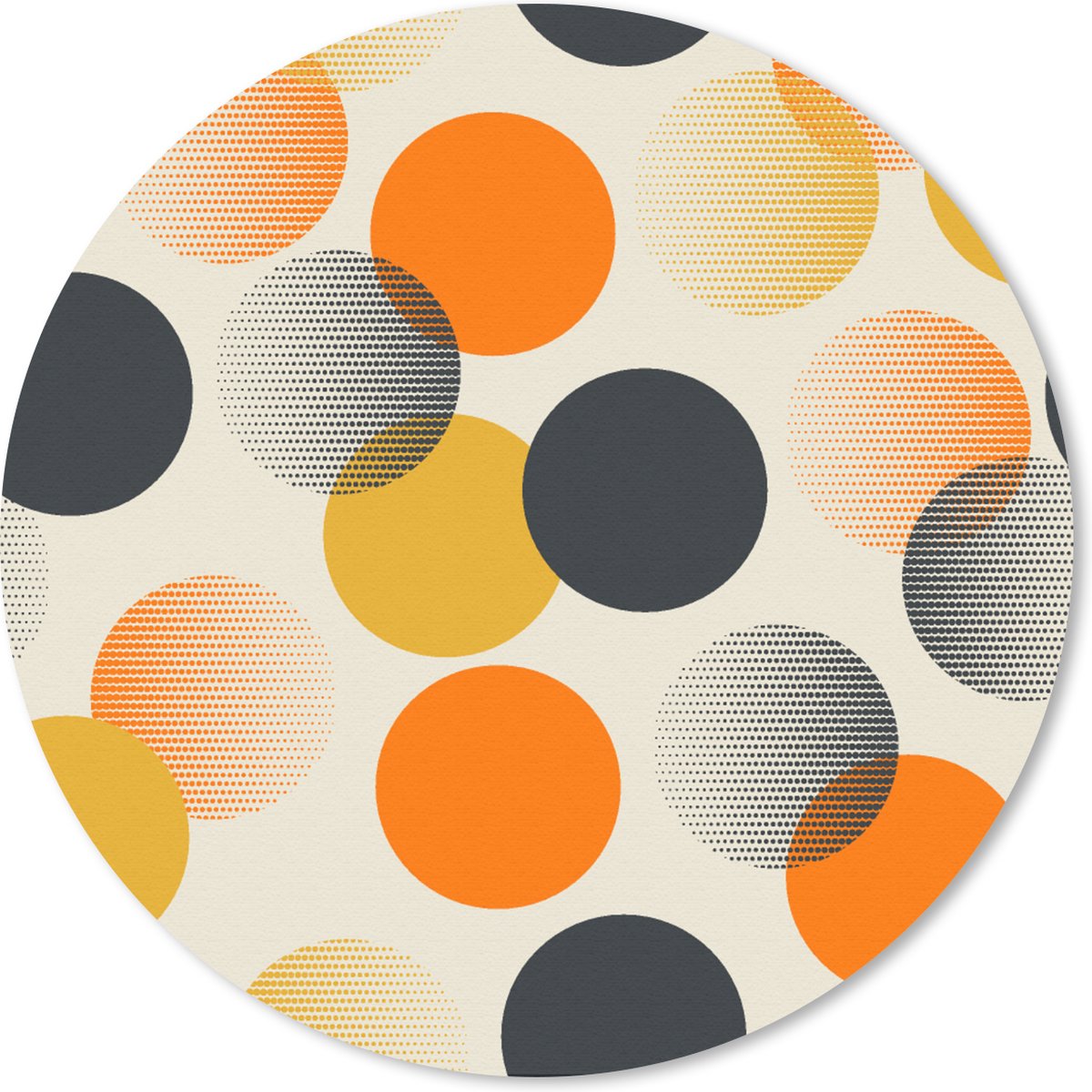 Muismat rond 30x30 cm - Mousepad Polkadot - Design - Retro - Oranje - Ronde muismatten