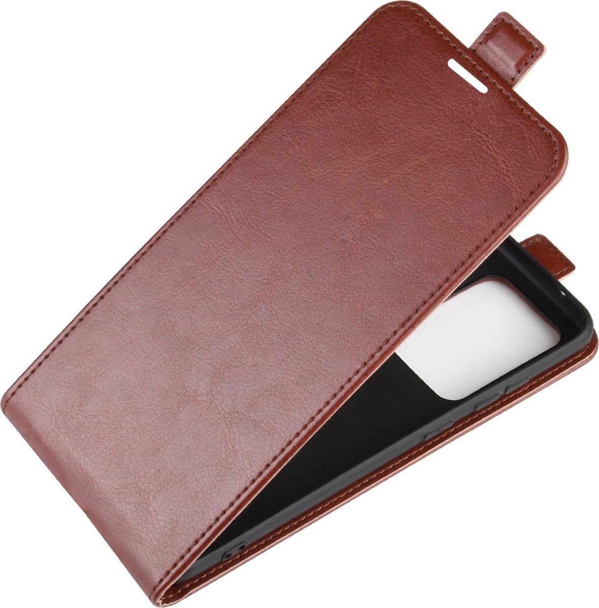 Mobigear Telefoonhoesje geschikt voor Samsung Galaxy S20 Ultra Hoesje | Mobigear Flipcase | Pasjeshouder voor 1 Pasje | Telefoonhoesje voor Pinpas / OV Kaart / Rijbewijs - Bruin