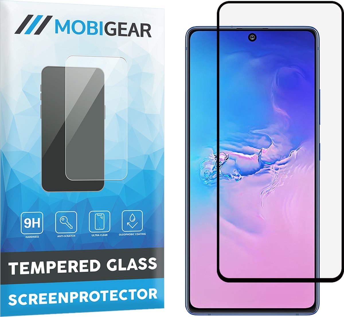 Mobigear Screenprotector geschikt voor Samsung Galaxy S10 Lite Glazen | Mobigear Premium Screenprotector - Case Friendly - Zwart