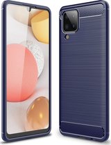 Mobigear Hoesje geschikt voor Samsung Galaxy A12 Telefoonhoesje Flexibel TPU | Mobigear Brushed Slim Backcover | Galaxy A12 Case | Back Cover - Blauw