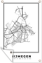Tuinposters buiten Nederland – Nijmegen – Stadskaart – Kaart – Zwart Wit – Plattegrond - 60x90 cm - Tuindoek - Buitenposter