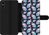 Bookcase Geschikt voor iPhone XS telefoonhoesje - Meisje - Unicorn - Lolly snoep - Patronen - Girl - Kids - Kinderen - Met vakjes - Wallet case met magneetsluiting