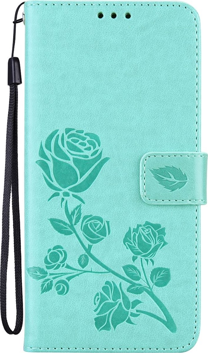 Mobigear Telefoonhoesje geschikt voor HONOR 50 Lite Hoesje | Mobigear Roses Bookcase Portemonnee | Pasjeshouder voor 2 Pasjes | Telefoonhoesje voor Pinpas / OV Kaart / Rijbewijs - Groen