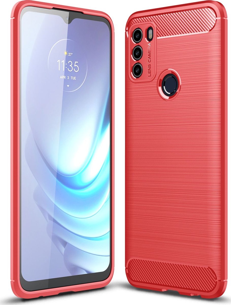 Mobigear Hoesje geschikt voor Motorola Moto G50 Telefoonhoesje Flexibel TPU | Mobigear Brushed Backcover | Moto G50 Case | Back Cover - Rood