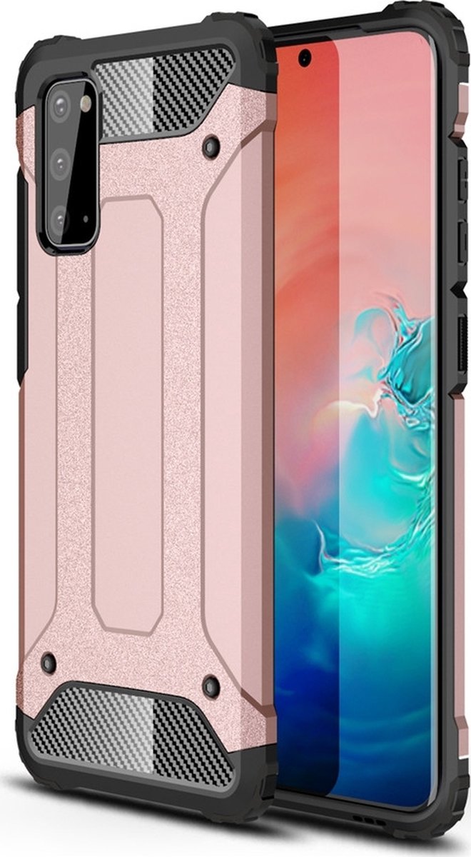 Mobigear Hoesje geschikt voor Samsung Galaxy S20 Telefoonhoesje Hardcase | Mobigear Outdoor Backcover Shockproof | Schokbestendig Galaxy S20 Telefoonhoesje | Anti Shock Proof - Roségoud