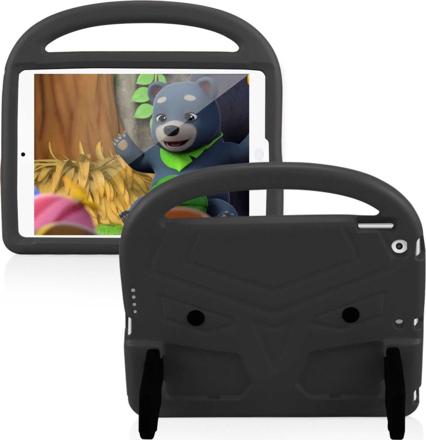 Mobigear Buddy Tablethoes geschikt voor Apple iPad 9 (2021) Kinder Tablethoes met Handvat - Zwart