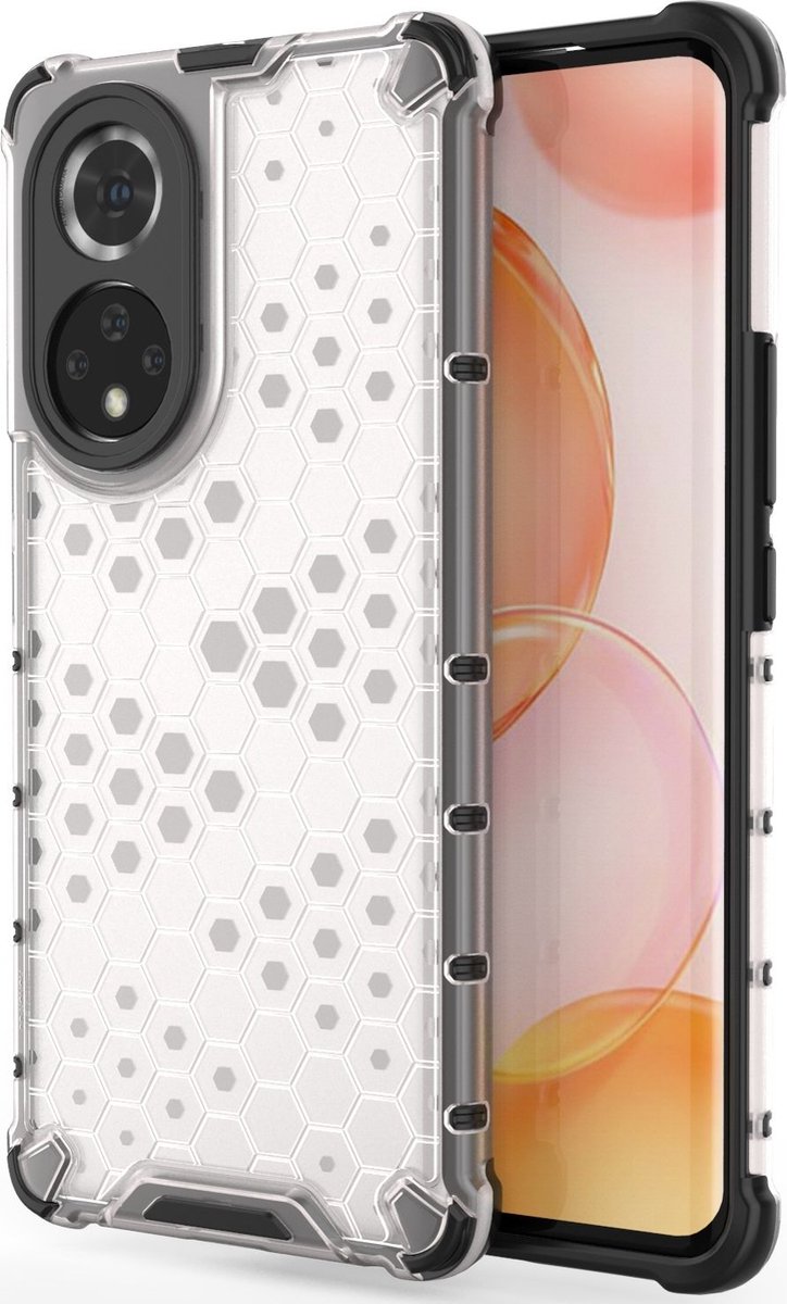 Mobigear Hoesje geschikt voor HONOR 50 Telefoonhoesje Hardcase | Mobigear Honeycomb Backcover Shockproof | Schokbestendig 50 Telefoonhoesje | Anti Shock Proof - Wit