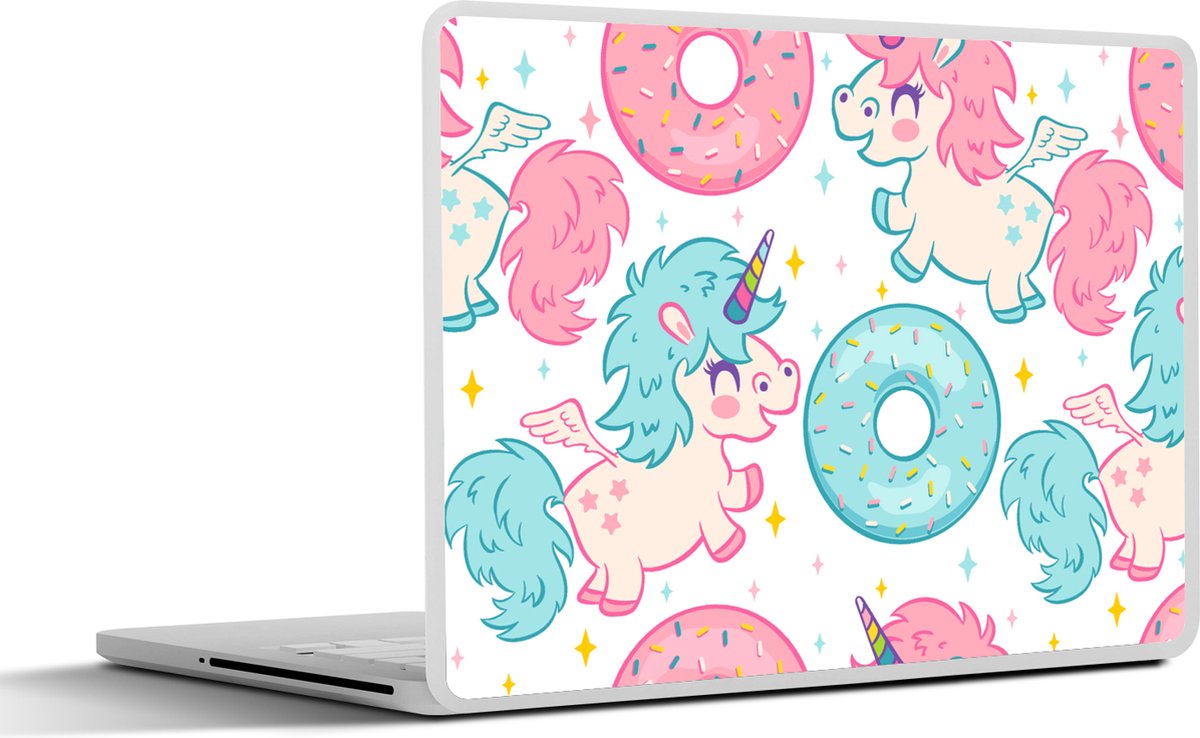 Laptop sticker - 14 inch - Eenhoorn - Donut - Baby - 32x5x23x5cm - Laptopstickers - Laptop skin - Cover