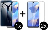 Oppo A16 hoesje siliconen case transparant - 2x Oppo A16 screenprotector