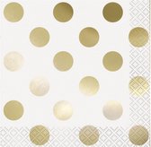 servetten Dots 33 x 33 cm papier wit/goud 16 stuks