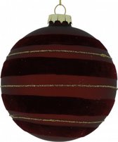 kerstbal Robee 10 cm glas rood/zwart/goud