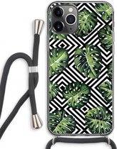 Case Company® - iPhone 11 Pro Max hoesje met Koord - Geometrische jungle - Telefoonhoesje met Zwart Koord - Extra Bescherming aan alle Kanten en Over de Schermrand