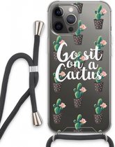 Case Company® - iPhone 13 Pro Max hoesje met Koord - Cactus quote - Telefoonhoesje met Zwart Koord - Extra Bescherming aan alle Kanten en Over de Schermrand