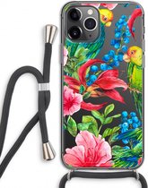 Case Company® - iPhone 11 Pro hoesje met Koord - Papegaaien - Telefoonhoesje met Zwart Koord - Extra Bescherming aan alle Kanten en Over de Schermrand
