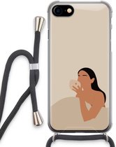 Case Company® - iPhone SE 2020 hoesje met Koord - Fresh coffee - Telefoonhoesje met Zwart Koord - Extra Bescherming aan alle Kanten en Over de Schermrand