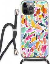 Case Company® - iPhone 13 Pro Max hoesje met Koord - Watercolor Brushstrokes - Telefoonhoesje met Zwart Koord - Extra Bescherming aan alle Kanten en Over de Schermrand