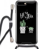 Case Company® - iPhone 8 Plus hoesje met Koord - Hey you cactus - Telefoonhoesje met Zwart Koord - Extra Bescherming aan alle Kanten en Over de Schermrand