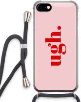 Case Company® - iPhone SE 2020 hoesje met Koord - Ugh - Telefoonhoesje met Zwart Koord - Extra Bescherming aan alle Kanten en Over de Schermrand