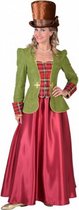 jurk Victoriaans dames polyester rood/groen maat XL