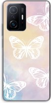 Case Company® - Xiaomi 11T Pro hoesje - White butterfly - Soft Cover Telefoonhoesje - Bescherming aan alle Kanten en Schermrand