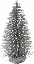 kerstboom 13 cm zilver/wit
