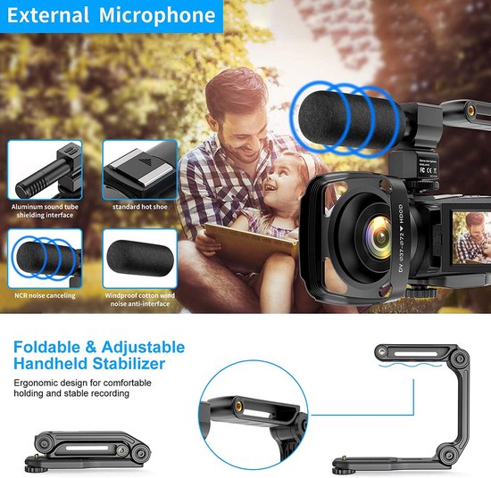 URBANKR8 - 4K Camcorder HD Digitale Video Camera voor Youtube WiFi Vlogging  Camera, IR... | bol.com