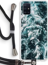 Case Company® - Samsung Galaxy A51 4G hoesje met Koord - Zee golf - Telefoonhoesje met Zwart Koord - Bescherming aan alle Kanten en Over de Schermrand