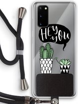 Case Company® - Samsung Galaxy S20 hoesje met Koord - Hey you cactus - Telefoonhoesje met Zwart Koord - Bescherming aan alle Kanten en Over de Schermrand