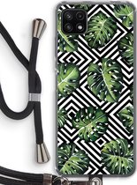 Case Company® - Samsung Galaxy A22 5G hoesje met Koord - Geometrische jungle - Telefoonhoesje met Zwart Koord - Bescherming aan alle Kanten en Over de Schermrand