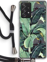 Case Company® - Samsung Galaxy A52 hoesje met Koord - Bananenbladeren - Telefoonhoesje met Zwart Koord - Bescherming aan alle Kanten en Over de Schermrand