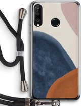 Case Company® - Huawei P30 Lite hoesje met Koord - Geo #1 - Telefoonhoesje met Zwart Koord - Bescherming aan alle Kanten en Over de Schermrand