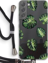 Case Company® - Samsung Galaxy S22 Plus hoesje met Koord - Tropische bladeren - Telefoonhoesje met Zwart Koord - Bescherming aan alle Kanten en Over de Schermrand