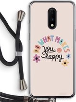 Case Company® - OnePlus 7 hoesje met Koord - Happy days - Telefoonhoesje met Zwart Koord - Bescherming aan alle Kanten en Over de Schermrand
